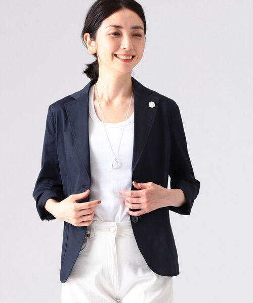 EFFE BEAMS（エッフェビームス）の「LARDINI / HAVANA ツイル シャツジャケット（テーラードジャケット・レディース・ネイビー/ホワイト・40/38）」の3枚目の写真