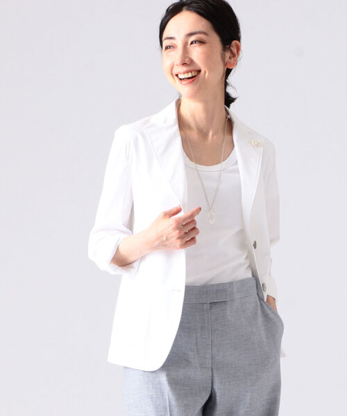 EFFE BEAMS（エッフェビームス）の「LARDINI / HAVANA ツイル シャツジャケット（テーラードジャケット・レディース・ネイビー/ホワイト・40/38）」の11枚目の写真