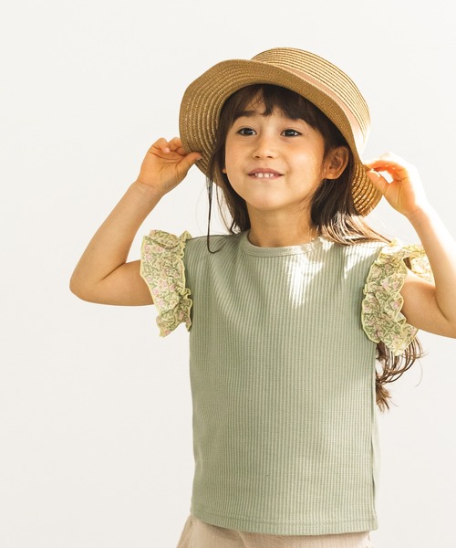 pairmanon(ペアマノン)の「【ふんわりワッフル】【かぞくおそろい】袖フリル半袖Tシャツ(Tシャツ/カットソー・キッズ・グリーン系その他/パープル系その他/ライトイエロー/ホワイト系その他3/ベージュ系その他5/グリーン系その他4/ブラック系その他/その他1/イエロー系その他/ピンク系その他/ブルー系その他/イエロー系その他2/その他/ベージュ系その他7/グレー系その他5/ホワイト系その他2/ブラック系その他4/イエロー/ホワイト系その他・90/100/110/120/130/140/150)」の15枚目の写真