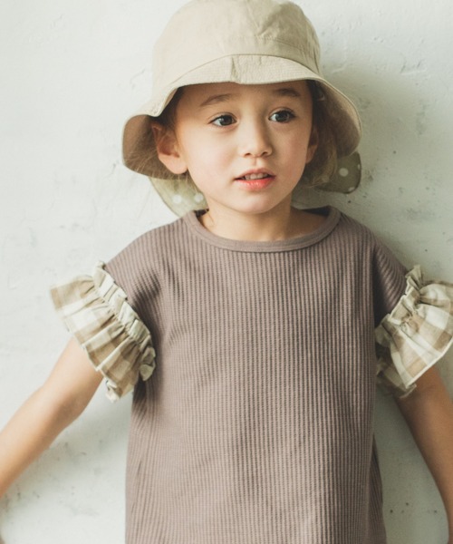 pairmanon(ペアマノン)の「【ふんわりワッフル】【かぞくおそろい】袖フリル半袖Tシャツ(Tシャツ/カットソー・キッズ・グリーン系その他/パープル系その他/ライトイエロー/ホワイト系その他3/ベージュ系その他5/グリーン系その他4/ブラック系その他/その他1/イエロー系その他/ピンク系その他/ブルー系その他/イエロー系その他2/その他/ベージュ系その他7/グレー系その他5/ホワイト系その他2/ブラック系その他4/イエロー/ホワイト系その他・90/100/110/120/130/140/150)」の7枚目の写真