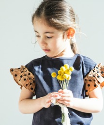 pairmanon | 【もっちりワッフル】袖フリル 異素材切り替えサーマルトップス(Tシャツ/カットソー)