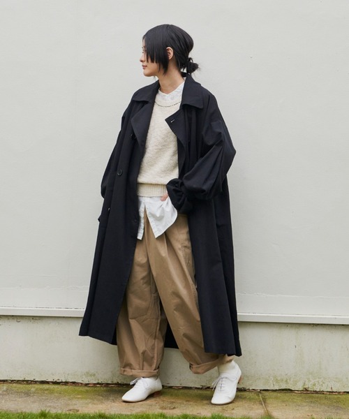 Libra Cue(リブラ キュー)の「”パフボリュームトレンチコート” 3wayのボリュームスリーブがポイント、オンオフ着られる春秋2シーズンコート(トレンチコート・レディース・ブラック/ベージュ/カーキ・FREE)」の11枚目の写真