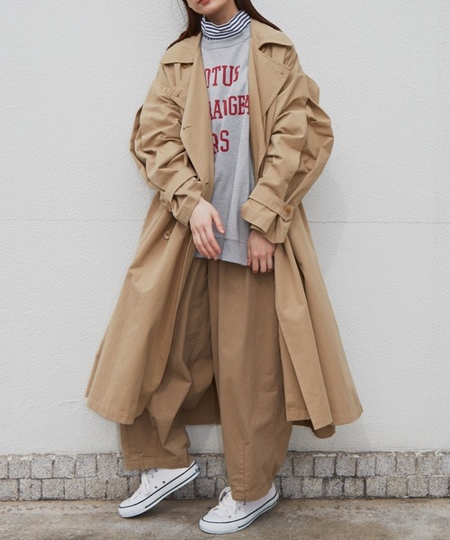 Libra Cue(リブラ キュー)の「”パフボリュームトレンチコート” 3wayのボリュームスリーブがポイント、オンオフ着られる春秋2シーズンコート(トレンチコート・レディース・ブラック/ベージュ/カーキ・FREE)」の20枚目の写真