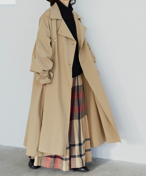 Libra Cue(リブラ キュー)の「”パフボリュームトレンチコート” 3wayのボリュームスリーブがポイント、オンオフ着られる春秋2シーズンコート(トレンチコート・レディース・ブラック/ベージュ/カーキ・FREE)」の21枚目の写真