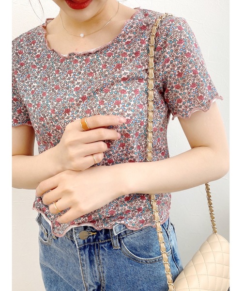 JUMELLE（ジュメロ）の「ドローイングフラワーT（Tシャツ/カットソー・レディース・ベージュ/ピンク・FREE）」の18枚目の写真