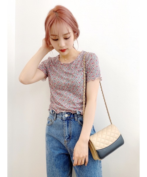 JUMELLE（ジュメロ）の「ドローイングフラワーT（Tシャツ/カットソー・レディース・ベージュ/ピンク・FREE）」の12枚目の写真