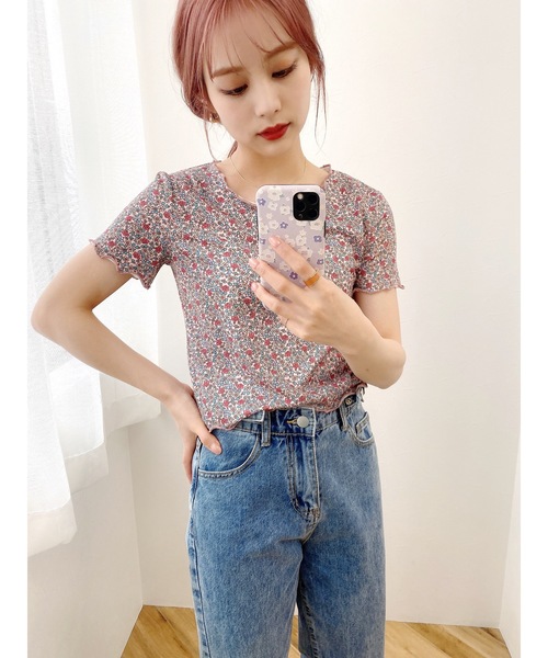 JUMELLE（ジュメロ）の「ドローイングフラワーT（Tシャツ/カットソー・レディース・ベージュ/ピンク・FREE）」の15枚目の写真