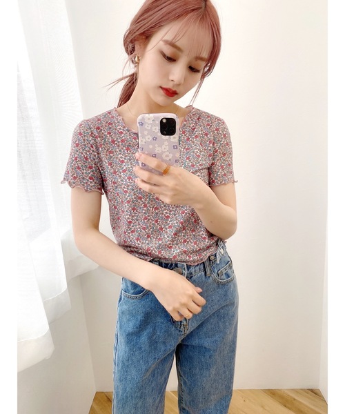 JUMELLE（ジュメロ）の「ドローイングフラワーT（Tシャツ/カットソー・レディース・ベージュ/ピンク・FREE）」の14枚目の写真