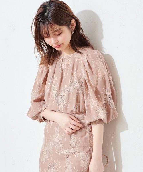 natural couture（ナチュラルクチュール）の「配色レースパフブラウス（シャツ/ブラウス・レディース・ピンク/オレンジ系その他/グレイッシュベージュ・FREE）」の18枚目の写真