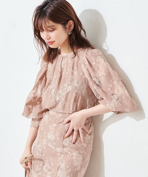 natural couture（ナチュラルクチュール）の「配色レースパフブラウス（シャツ/ブラウス・レディース・ピンク/オレンジ系その他/グレイッシュベージュ・FREE）」の15枚目の写真