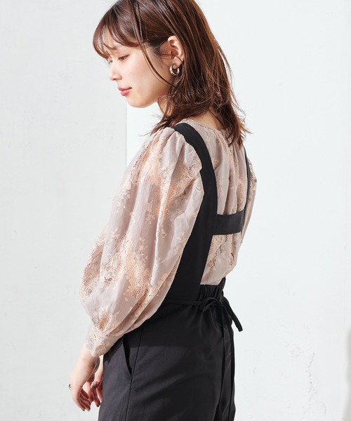 natural couture（ナチュラルクチュール）の「配色レースパフブラウス（シャツ/ブラウス・レディース・ピンク/オレンジ系その他/グレイッシュベージュ・FREE）」の17枚目の写真