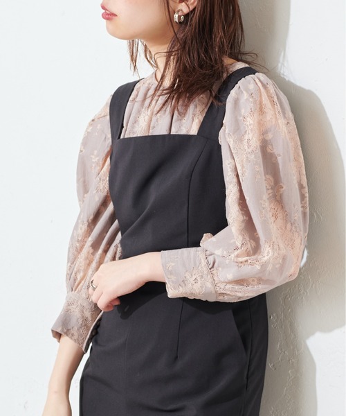natural couture（ナチュラルクチュール）の「配色レースパフブラウス（シャツ/ブラウス・レディース・ピンク/オレンジ系その他/グレイッシュベージュ・FREE）」の11枚目の写真