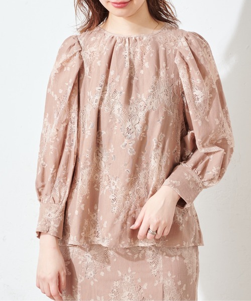 natural couture（ナチュラルクチュール）の「配色レースパフブラウス（シャツ/ブラウス・レディース・ピンク/オレンジ系その他/グレイッシュベージュ・FREE）」の7枚目の写真