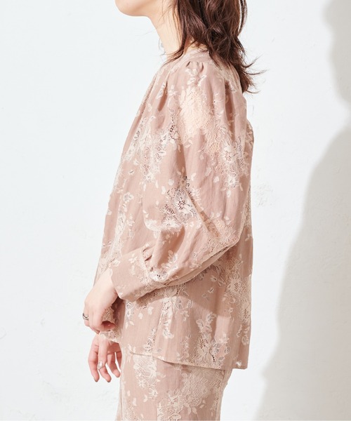natural couture（ナチュラルクチュール）の「配色レースパフブラウス（シャツ/ブラウス・レディース・ピンク/オレンジ系その他/グレイッシュベージュ・FREE）」の10枚目の写真