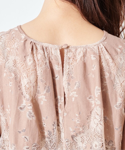 natural couture（ナチュラルクチュール）の「配色レースパフブラウス（シャツ/ブラウス・レディース・ピンク/オレンジ系その他/グレイッシュベージュ・FREE）」の16枚目の写真