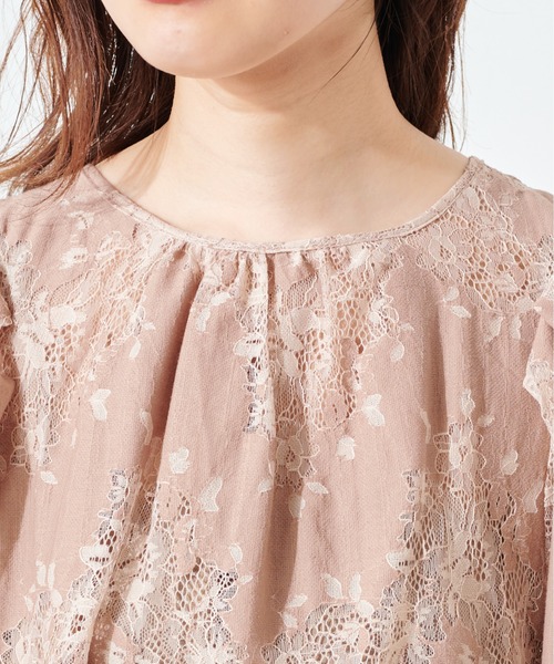 natural couture（ナチュラルクチュール）の「配色レースパフブラウス（シャツ/ブラウス・レディース・ピンク/オレンジ系その他/グレイッシュベージュ・FREE）」の19枚目の写真