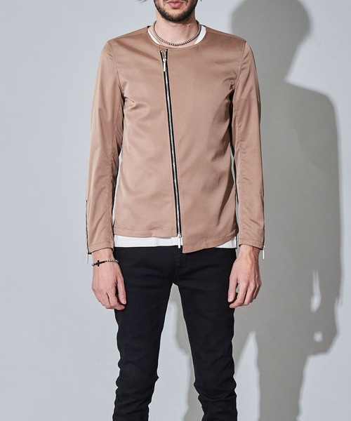 セール】アシンメトリーノーカラーライダースJKT（ライダース