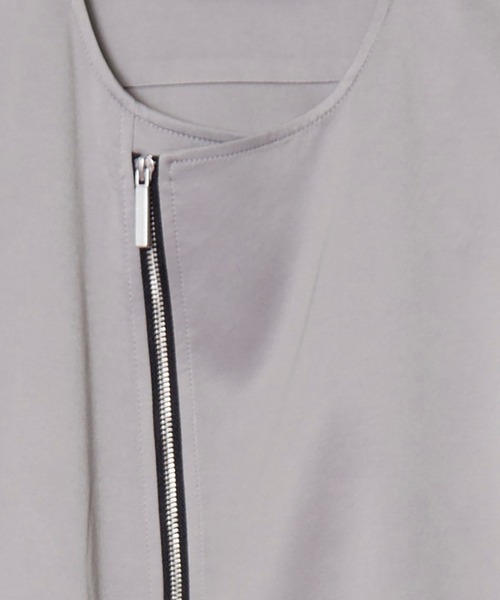 NO ID.（ノーアイディ）の「【NO ID.】Asymmetry No Collar Riders Jacket / アシンメトリー ノー カラー ライダース ジャケット（ライダースジャケット・メンズ・ブラック/ベージュ/グレー・1/2）」の17枚目の写真