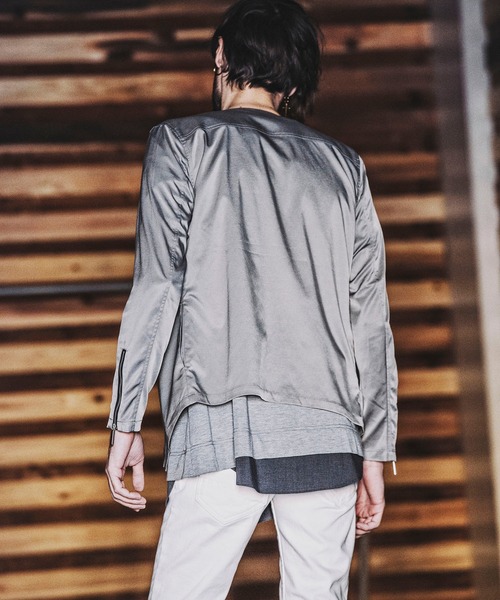 セール】アシンメトリーノーカラーライダースJKT（ライダース