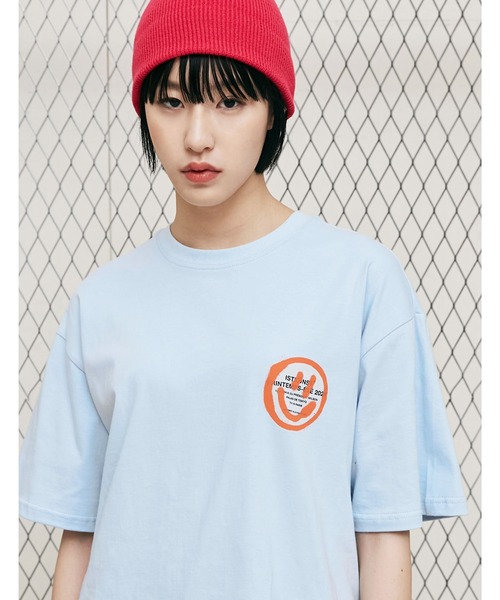ISTKUNST(イストクンスト)の「『ISTKUNST/イストクンスト』LOGO&SMILEY TEE/ロゴ&スマイルプリント 半袖Tシャツ(Tシャツ/カットソー・レディース・ホワイト/ライトブルー/ブラック/パープル/ネイビー/ライトグリーン/ライトグレー・M/L)」の14枚目の写真