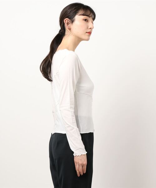 LAGUA GEM（ラグアジェム）の「RANDOM LINE TOPS（Tシャツ/カットソー・レディース・ホワイト/ブラック・FREE）」の4枚目の写真