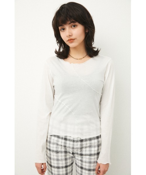 LAGUA GEM（ラグアジェム）の「RANDOM LINE TOPS（Tシャツ/カットソー・レディース・ホワイト/ブラック・FREE）」の7枚目の写真