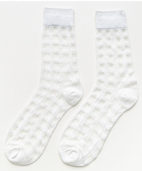 「kakko」(カッコ)の「レディース チェックシースルーソックス靴下 クルー丈(ソックス/靴下・レディース・J/K/F/C/A/H/G/B/E/I/D・FREE)」の3枚目の写真