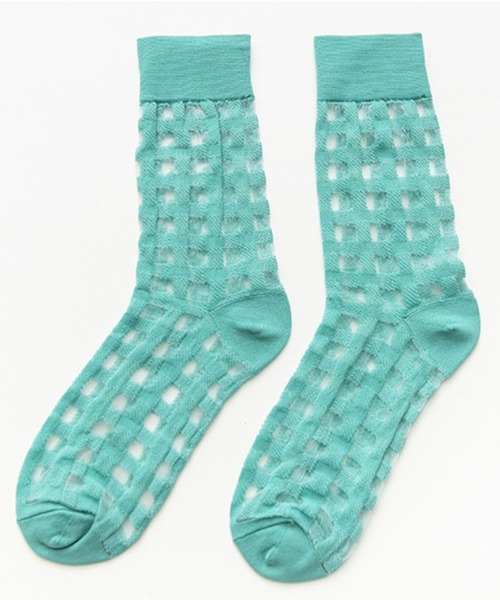 「kakko」(カッコ)の「レディース チェックシースルーソックス靴下 クルー丈(ソックス/靴下・レディース・J/K/F/C/A/H/G/B/E/I/D・FREE)」の9枚目の写真