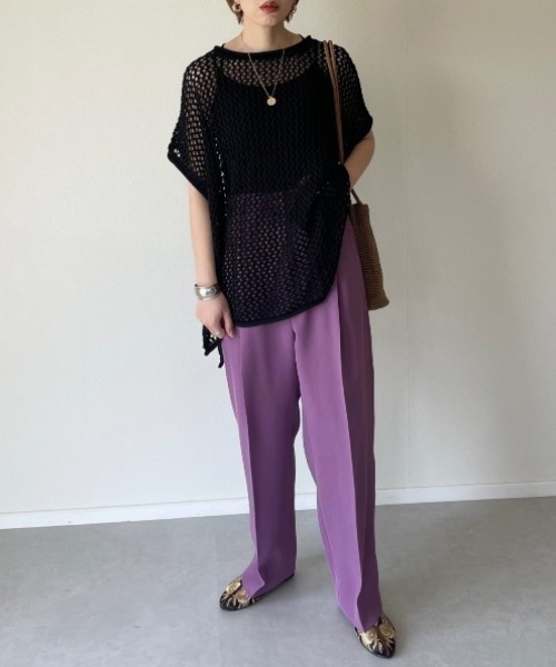 AZUL ENCANTO(アズールエンカント)の「センタープレスパンツ(その他パンツ・レディース・ホワイト/ブラック/ベージュ/パープル/イエロー/ブルー・FREE)」の13枚目の写真