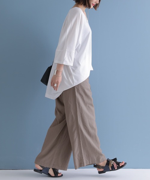 n'OrLABEL（ノアールレーベル）の「【廃盤】『風合いリネン混ワイドパンツ』（その他パンツ・レディース・カーキ/モカ/ネイビー/ブラック・2/1）」の8枚目の写真