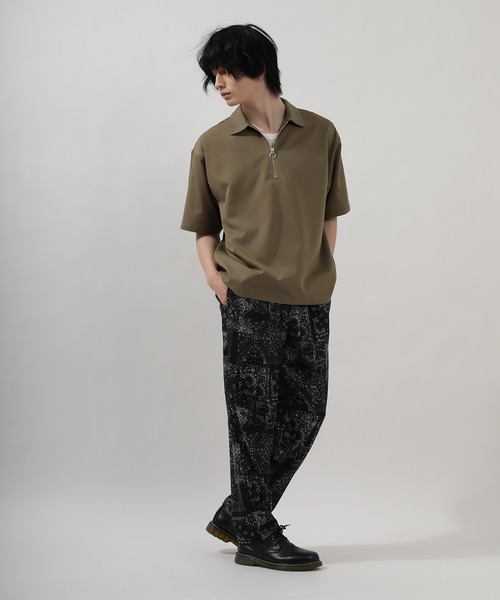 SlashDate（スラッシュデイト）の「ハーフZIP半袖シャツ＋タンクトップ/レイヤードスタイル（Tシャツ/カットソー・メンズ・ブラック/ベージュ/グレー/モカ/チェック・M/L/XL）」の8枚目の写真