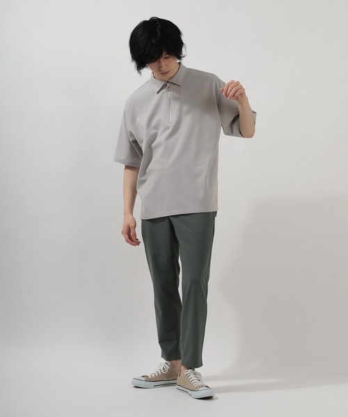 SlashDate（スラッシュデイト）の「ハーフZIP半袖シャツ＋タンクトップ/レイヤードスタイル（Tシャツ/カットソー・メンズ・ブラック/ベージュ/グレー/モカ/チェック・M/L/XL）」の7枚目の写真