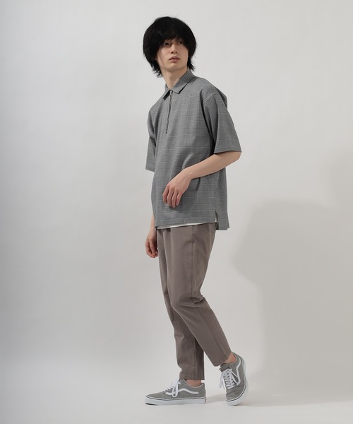 SlashDate（スラッシュデイト）の「ハーフZIP半袖シャツ＋タンクトップ/レイヤードスタイル（Tシャツ/カットソー・メンズ・ブラック/ベージュ/グレー/モカ/チェック・M/L/XL）」の10枚目の写真