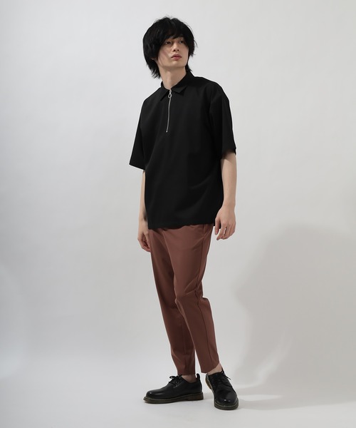 SlashDate（スラッシュデイト）の「ハーフZIP半袖シャツ＋タンクトップ/レイヤードスタイル（Tシャツ/カットソー・メンズ・ブラック/ベージュ/グレー/モカ/チェック・M/L/XL）」の6枚目の写真