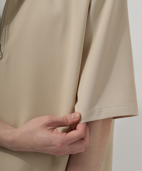 SlashDate（スラッシュデイト）の「ハーフZIP半袖シャツ＋タンクトップ/レイヤードスタイル（Tシャツ/カットソー・メンズ・ブラック/ベージュ/グレー/モカ/チェック・M/L/XL）」の12枚目の写真