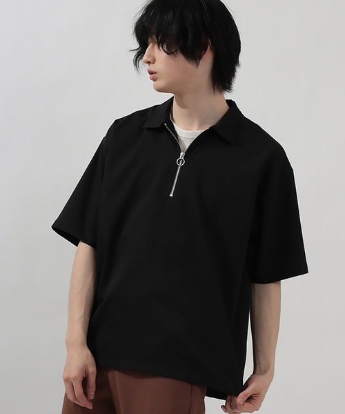 SlashDate（スラッシュデイト）の「ハーフZIP半袖シャツ＋タンクトップ/レイヤードスタイル（Tシャツ/カットソー・メンズ・ブラック/ベージュ/グレー/モカ/チェック・M/L/XL）」の20枚目の写真