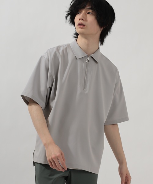 SlashDate（スラッシュデイト）の「ハーフZIP半袖シャツ＋タンクトップ/レイヤードスタイル（Tシャツ/カットソー・メンズ・ブラック/ベージュ/グレー/モカ/チェック・M/L/XL）」の21枚目の写真