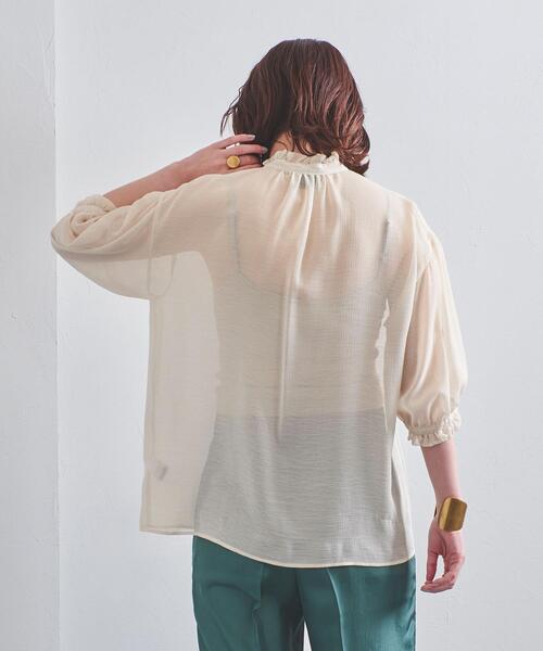 UNITED ARROWS（ユナイテッドアローズ）の「UBC フリル リボン 5SLブラウス◆（シャツ/ブラウス・レディース・ブラック/オフホワイト・FREE）」の5枚目の写真