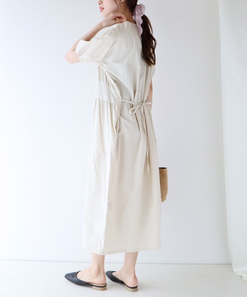 BLUEEAST（ブルーイースト）の「リボン付きパフスリーブワンピース（ワンピース・レディース・ピンク/ブルーグリーン/ベージュ・MEDIUM）」の10枚目の写真