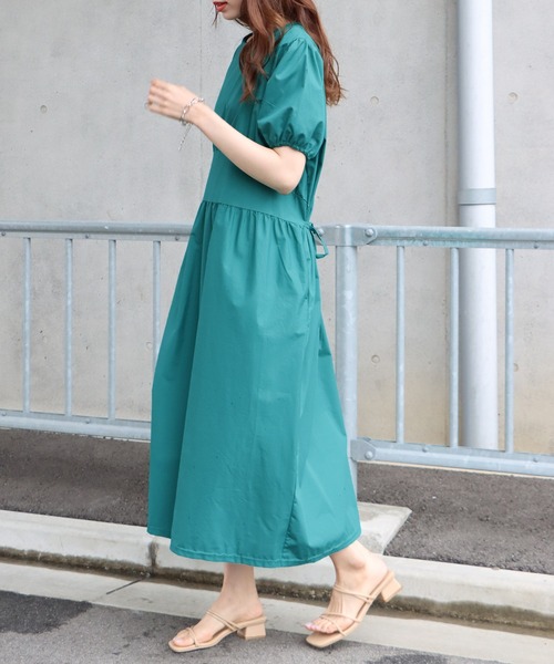 BLUEEAST（ブルーイースト）の「リボン付きパフスリーブワンピース（ワンピース・レディース・ピンク/ブルーグリーン/ベージュ・MEDIUM）」の14枚目の写真