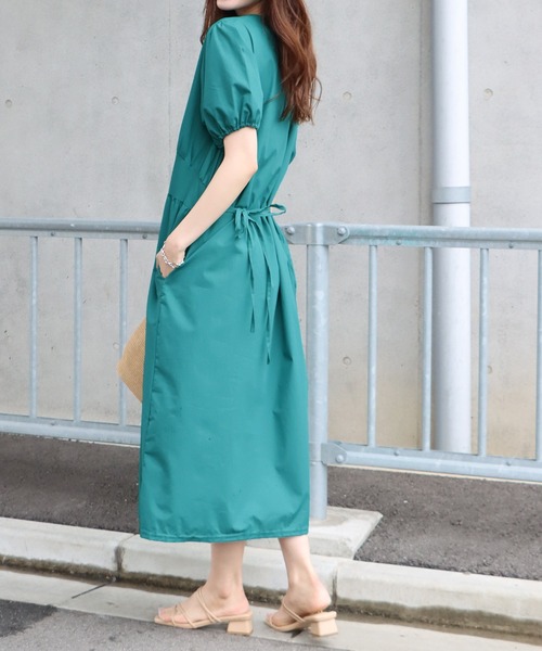BLUEEAST（ブルーイースト）の「リボン付きパフスリーブワンピース（ワンピース・レディース・ピンク/ブルーグリーン/ベージュ・MEDIUM）」の15枚目の写真