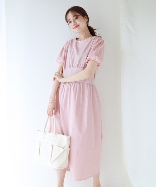 BLUEEAST（ブルーイースト）の「リボン付きパフスリーブワンピース（ワンピース・レディース・ピンク/ブルーグリーン/ベージュ・MEDIUM）」の21枚目の写真