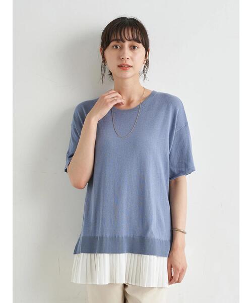 earth music&ecology（アースミュージックアンドエコロジー）の「ドッキングプリーツニットプルオーバー ＊（ニット/セーター・レディース・オフホワイト/ブルー/ブラック・FREE）」の10枚目の写真