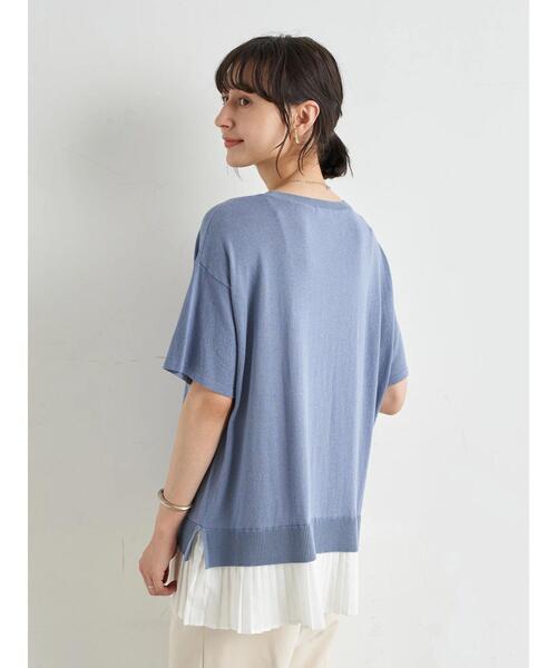 earth music&ecology（アースミュージックアンドエコロジー）の「ドッキングプリーツニットプルオーバー ＊（ニット/セーター・レディース・オフホワイト/ブルー/ブラック・FREE）」の13枚目の写真