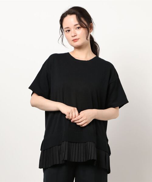 earth music&ecology（アースミュージックアンドエコロジー）の「ドッキングプリーツニットプルオーバー ＊（ニット/セーター・レディース・オフホワイト/ブルー/ブラック・FREE）」の8枚目の写真