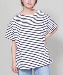 SPINNS | 【ゆったりシルエット】ボーダー半袖カットソー(Tシャツ/カットソー)