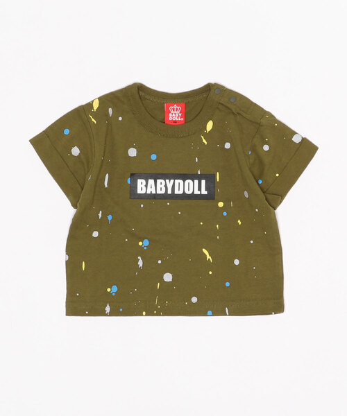 BABYDOLL(ベビードール)の「親子お揃い ペイントTシャツ 5258K(Tシャツ/カットソー・キッズ・カーキ/チャコールグレー・80cm/140cm/110cm/150cm/90cm/100cm/120cm/130cm)」の1枚目の写真