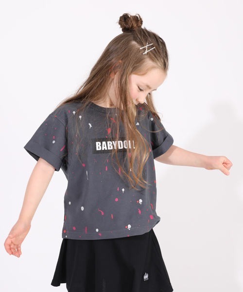 BABYDOLL(ベビードール)の「親子お揃い ペイントTシャツ 5258K(Tシャツ/カットソー・キッズ・カーキ/チャコールグレー・80cm/140cm/110cm/150cm/90cm/100cm/120cm/130cm)」の6枚目の写真