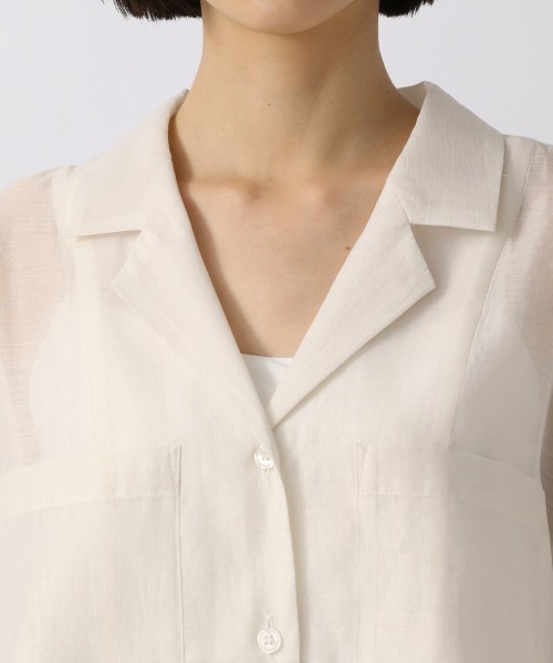 LOWRYS FARM（ローリーズファーム）の「オーガンジーショートシャツＳＳ　957500（シャツ/ブラウス・レディース・オフホワイト/ブラック/グリーン/レッド・FREE）」の9枚目の写真