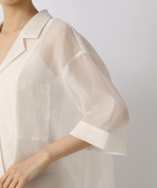 LOWRYS FARM（ローリーズファーム）の「オーガンジーショートシャツＳＳ　957500（シャツ/ブラウス・レディース・オフホワイト/ブラック/グリーン/レッド・FREE）」の10枚目の写真